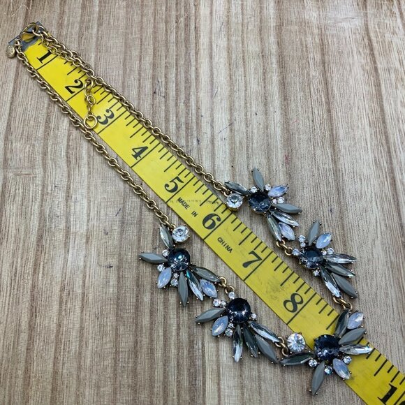 J. Crew Crystal Rhinestone Gold Tone Chain Link Necklace - Picture 3 of 7